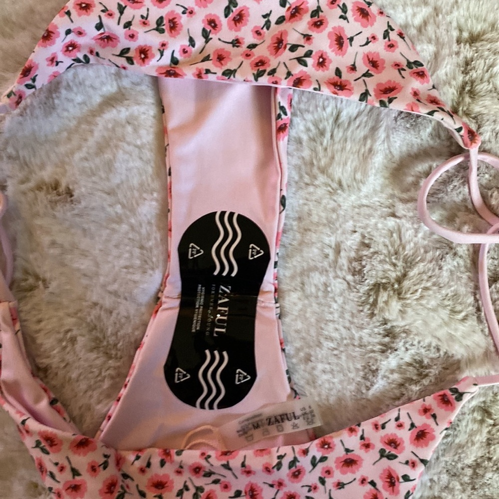 NWT Zaful Blush Floral Bikini Set Sz 6 - Picture 5 of 6